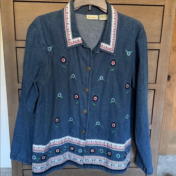 Bobbie Brooks Tops - VTG 90s Bobbie Brooks Button down Denim Shirt jacket Womens L Granny core Floral